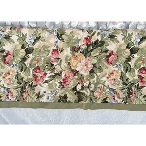 Vintage Cotton Window Petticoat Valance Flower Garden Pink Green Persnickity